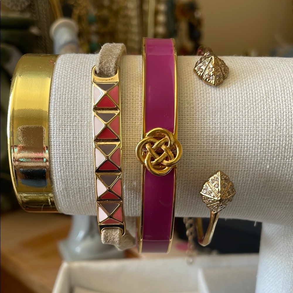 Stella & Dot and Vera Bradley Set of 3 Pink and Gold Bracelet Collection